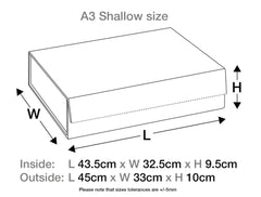 A3 Shallow Navy Luxury Gift box with magnetic closure, and choice of ribbon (Pack of 12)