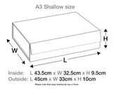 A3 Shallow White Luxury Gift box with magnetic closure, and choice of ribbon (Pack of 12)