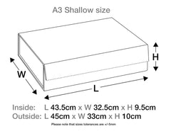 A3 Shallow White Luxury Gift box with magnetic closure, and choice of ribbon (Pack of 12)