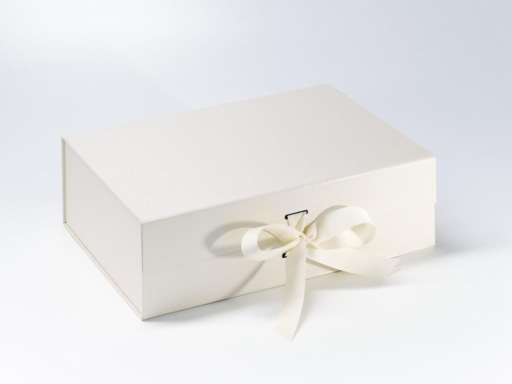 A4 Deep Ivory Luxury Gift box with magnetic closure, and choice of ribbon (Pack of 12)