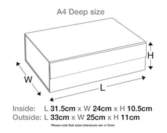 A4 Deep Pale Blue Luxury Gift box with magnetic closure, and choice of ribbon (Pack of 12)