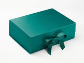 A4 Deep Green Luxury Gift box with magnetic closure, and choice of ribbon (Pack of 12)