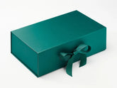 Double Bottle Green Luxury Gift box, No magnets, Choice of ribbon (Pack of 12)