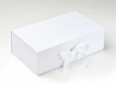 Double Bottle White Luxury Gift box, No magnets, Choice of ribbon (Pack of 12)