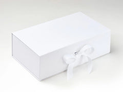 Double Bottle White Luxury Gift box, No magnets, Choice of ribbon (Pack of 12)