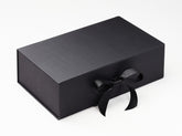 Double Bottle Black Luxury Gift box, No magnets, Choice of ribbon (Pack of 12)
