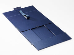 Double Bottle Navy Blue Luxury Gift box, No magnets, Choice of ribbon (Pack of 12)
