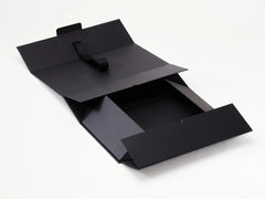 Double Bottle Black Luxury Gift box, No magnets, Choice of ribbon (Pack of 12)