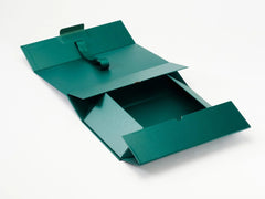 Double Bottle Green Luxury Gift box, No magnets, Choice of ribbon (Pack of 12)