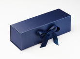 Single Bottle Navy Blue Luxury Gift box, No magnets, Choice of ribbon (Pack of 12)