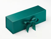 Single Bottle Green Luxury Gift box, No magnets, Choice of ribbon (Pack of 12)
