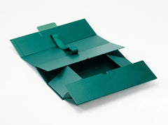 Single Bottle Green Luxury Gift box, No magnets, Choice of ribbon (Pack of 12)