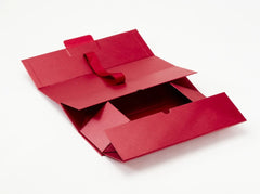 Single Bottle Red Luxury Gift box, No magnets, Choice of ribbon (Pack of 12)