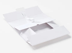 Single Bottle White Luxury Gift box, No magnets, Choice of ribbon (Pack of 12)