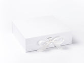 Large White Luxury Gift box with magnetic closure, and choice of ribbon (Pack of 12)