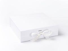 Large White Luxury Gift box with magnetic closure, and choice of ribbon (Pack of 12)