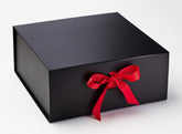 XL Deep Black Luxury Gift box with magnetic closure, and choice of ribbon (Pack of 12)