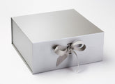XL Deep Pearlescent Silver Luxury Gift box with magnetic closure, and choice of ribbon (Pack of 12)