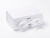 A5 Deep White Luxury Gift box with magnetic closure, and choice of ribbon (Pack of 12)