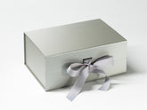 A5 Deep Pearlescent Silver Luxury Gift box with magnetic closure, and choice of ribbon (Pack of 12)