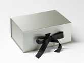 A5 Deep Pearlescent Silver Luxury Gift box with magnetic closure, and choice of ribbon (Pack of 12)