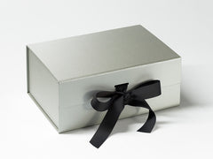 A5 Deep Pearlescent Silver Luxury Gift box with magnetic closure, and choice of ribbon (Pack of 12)
