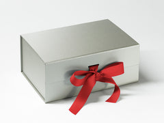 A5 Deep Pearlescent Silver Luxury Gift box with magnetic closure, and choice of ribbon (Pack of 12)