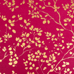 Gift Wrap Sheets - Forest Art Gold on Dark Red (Pack of 25 sheets)