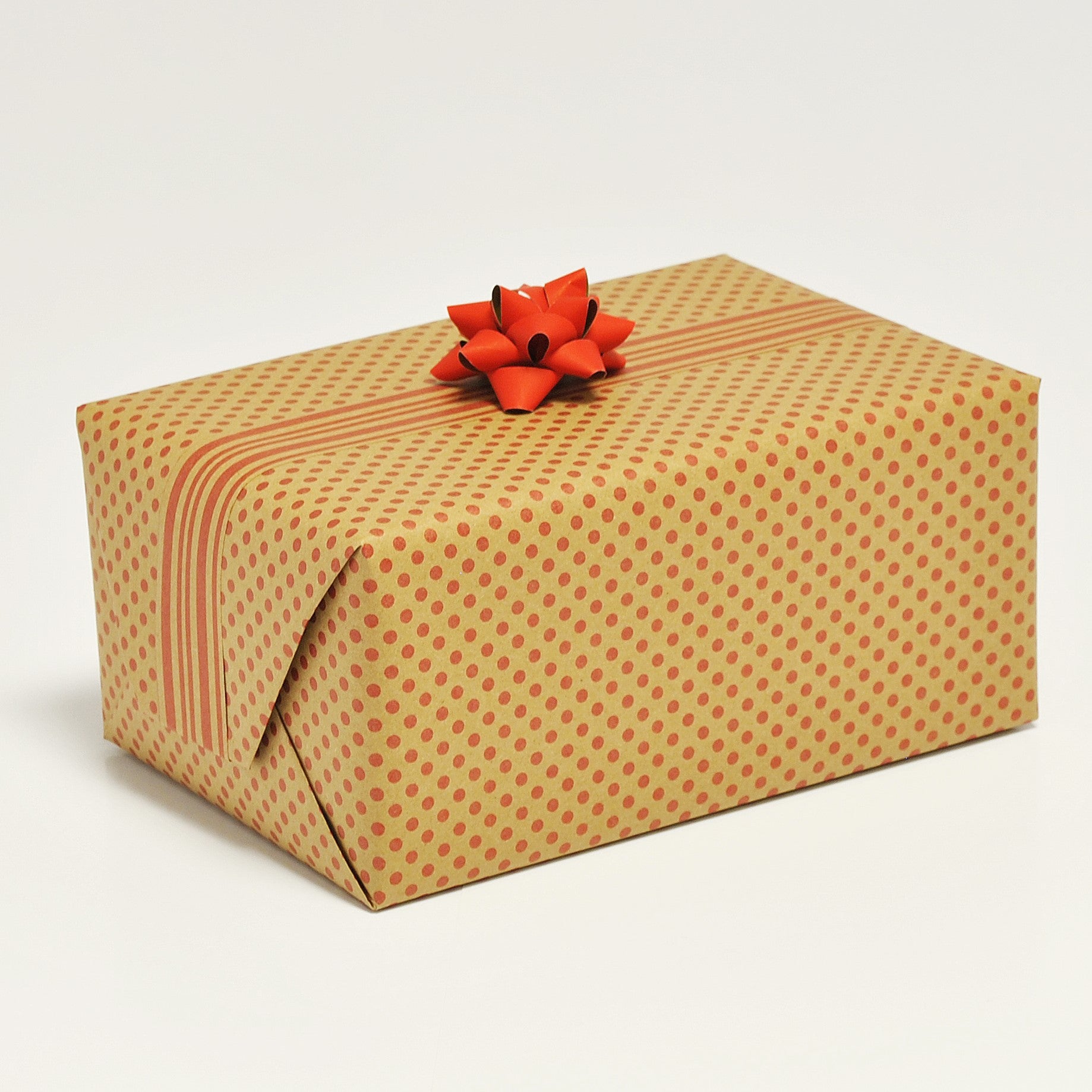 Gift Wrap Sheets - Eco-Spot Stripe Red on Kraft (Pack of 25 sheets)