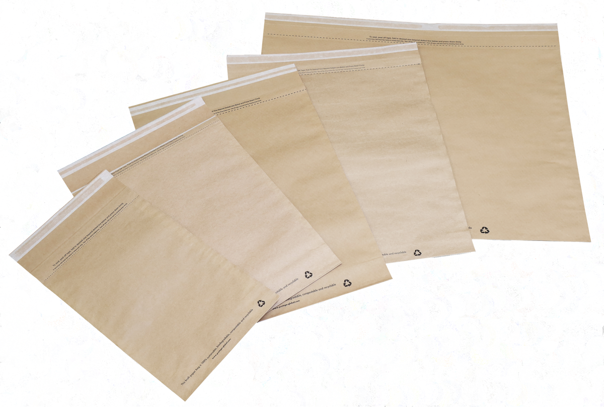 Eco-friendly Mailing Bags in Plain Natural Kraft (5 sizes) 250 or 500