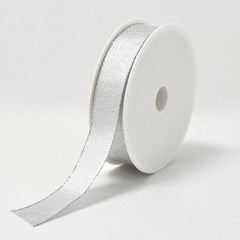 X8 Wired Silver Woven Ribbon (25mm x 25m)