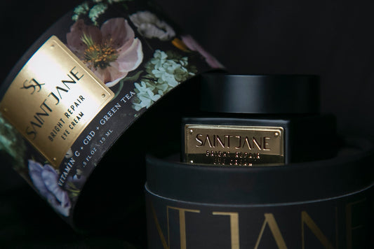 Close up of the luxury packaging for a high-end eye cream