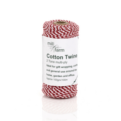 Mill Farm Cotton Twine Spool 2 Tone Red/White (100m)