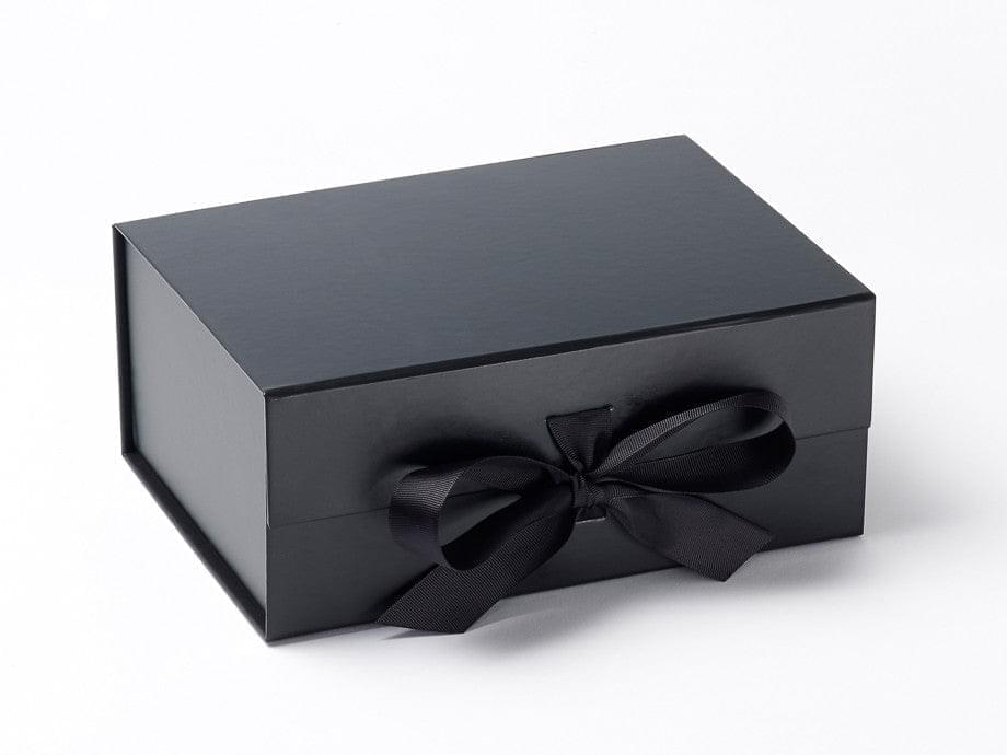 A5 Deep Black Luxury Gift box with magnetic closure, and ribbon (Pack of 12)