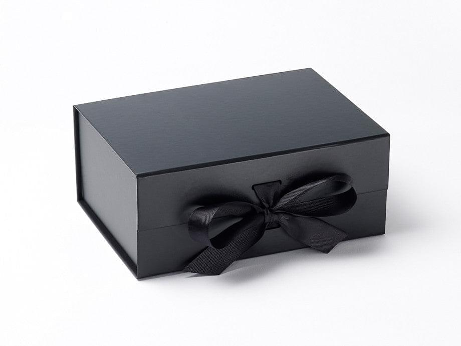 A5 Deep Black Luxury Gift box with magnetic closure, and choice of ribbon (Pack of 12)