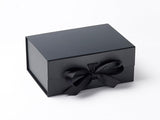 A5 Deep Black Luxury Gift box with magnetic closure, and choice of ribbon (Pack of 12)