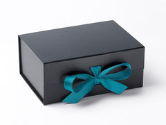 A5 Deep Black Luxury Gift box with magnetic closure, and choice of ribbon (Pack of 12)