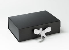 A4 Deep Black Luxury Gift box with magnetic closure, and choice of ribbon (Pack of 12)