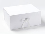 A3 Deep White Luxury Gift box with magnetic closure, and choice of ribbon (Pack of 12)
