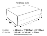 A3 Deep White Luxury Gift box with magnetic closure, and choice of ribbon (Pack of 12)