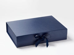 A3 Shallow Navy Luxury Gift box with magnetic closure, and choice of ribbon (Pack of 12)