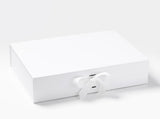 A3 Shallow White Luxury Gift box with magnetic closure, and choice of ribbon (Pack of 12)