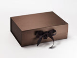 A4 Deep Pearlescent Bronze Luxury Gift box with magnetic closure, and choice of ribbon (Pack of 12)
