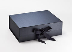 A4 Deep Pearlescent Pewter Luxury Gift box with magnetic closure, and choice of ribbon (Pack of 12)