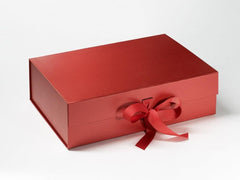 A4 Deep Pearlescent Red Luxury Gift box with magnetic closure, and choice of ribbon (Pack of 12)
