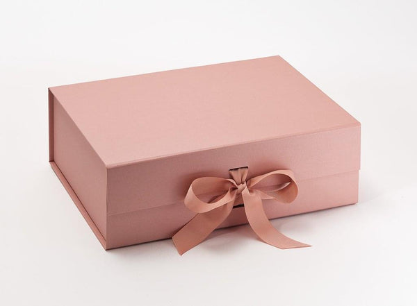 A4 Deep Pearlescent Rose Gold Luxury Gift box with magnetic closure, and choice of ribbon (Pack of 12)