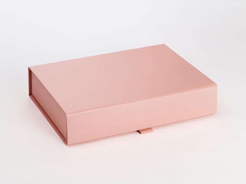 A4 Shallow Pearlescent Rose Gold Luxury Gift box with magnetic closure (Pack of 12)