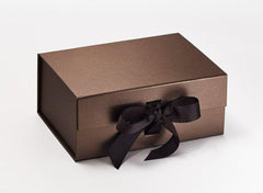 A5 Deep Pearlescent Bronze Luxury Gift box with magnetic closure, and choice of ribbon (Pack of 12)