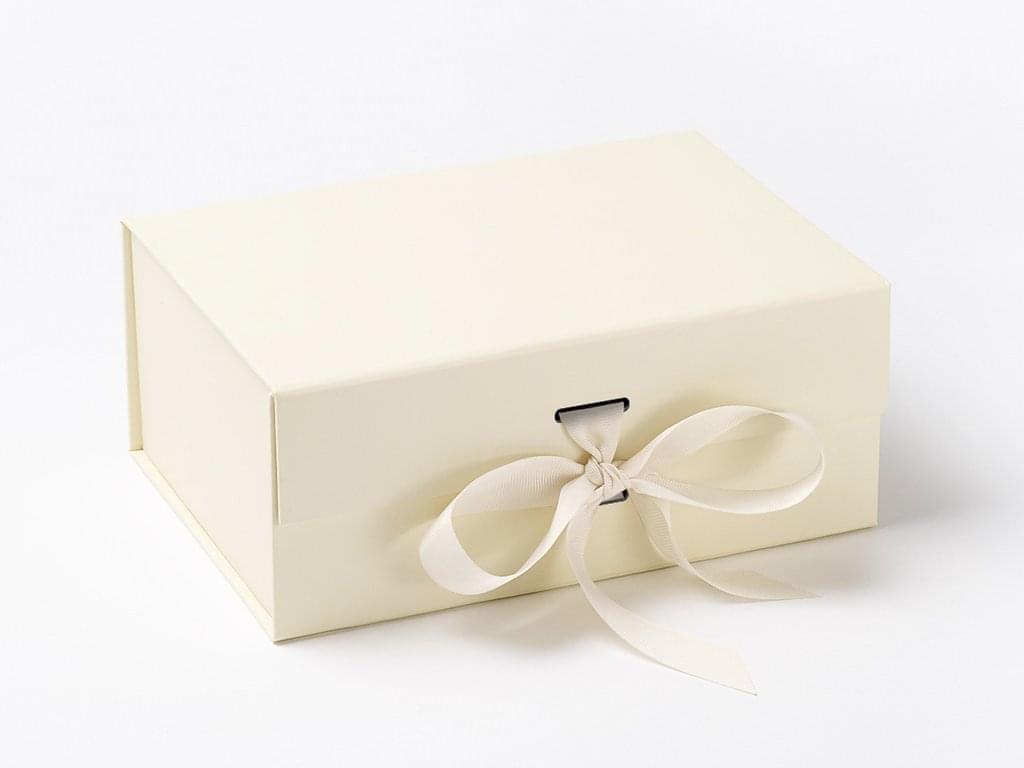 A5 Deep Ivory Luxury Gift box with magnetic closure, and choice of ribbon (Pack of 12)
