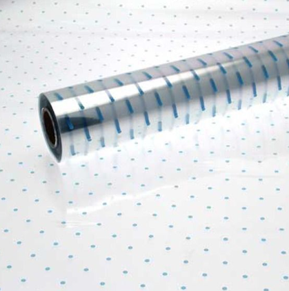 Cellophane Spots Hamper Wrap, Roll 100m x 80cm - Blue spots